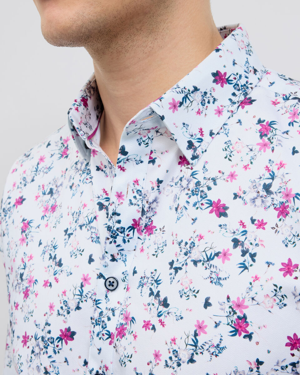 Fusion Floral Long Sleeve Shirt, Magenta, hi-res